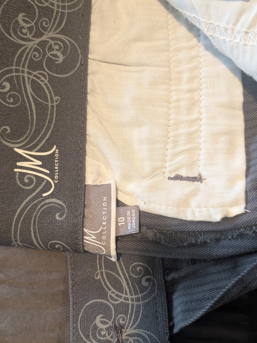 M Collection Women's Pinstripe Pants - Charcoal - Picture 2 of 3